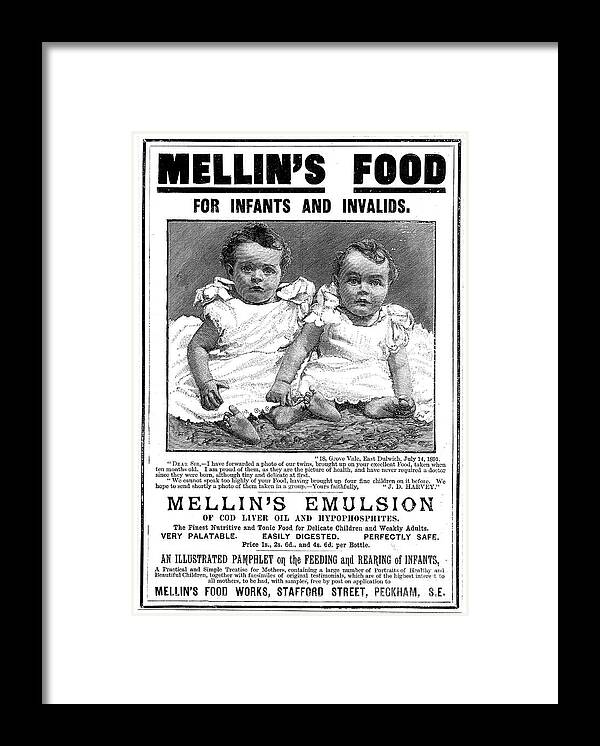 Engraving Framed Print featuring the drawing Magazine Advertisement For Mellins by Print Collector