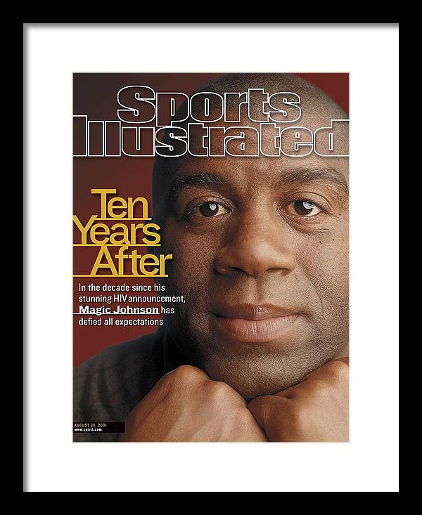 Magazine Cover Framed Print featuring the photograph Magic Johnson, Basketball Sports Illustrated Cover by Sports Illustrated