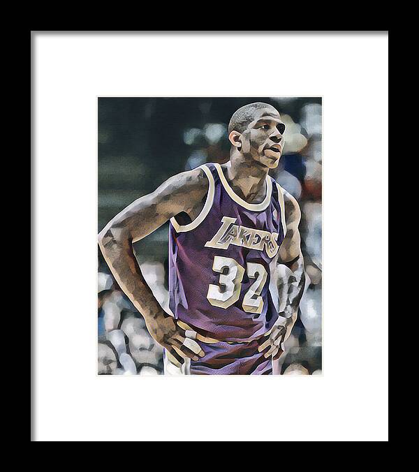 Magic Johnson Los Angeles Lakers Abstract Art by Joe Hamilton