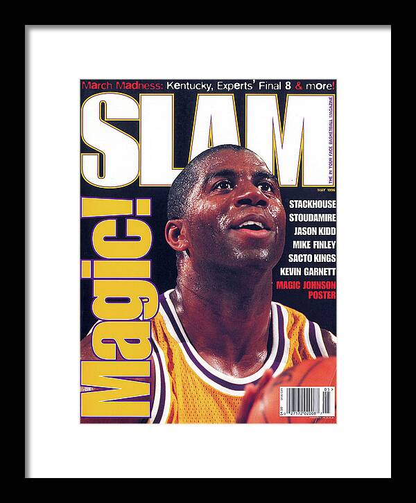 Magic Johnson Framed Print featuring the photograph Magic! SLAM Cover by Getty Images