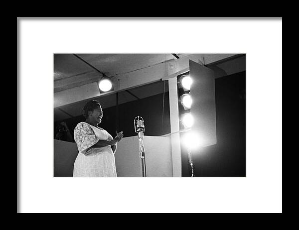 Singer Framed Print featuring the photograph Mahalia Jackson Performs At The Newport by Michael Ochs Archives