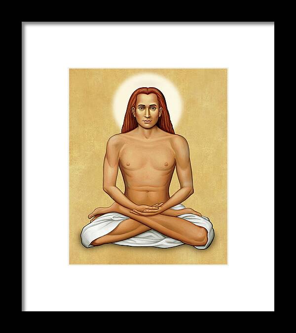 Yoga Framed Print featuring the painting Mahavatar Babaji on Gold by Sacred Visions
