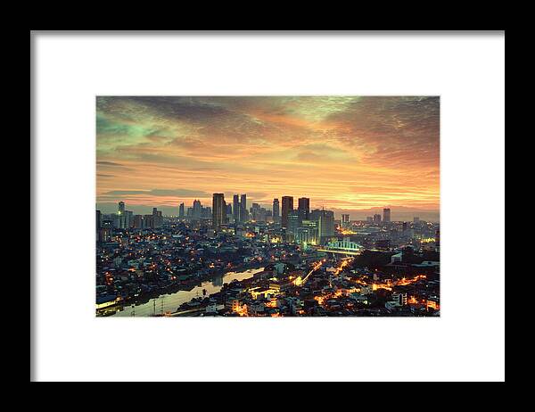 Tranquility Framed Print featuring the photograph Makati City Skyline by Randy Le'moine