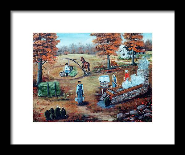 Making Molasses 1 Framed Print featuring the painting Making Molasses 1 by Arie Reinhardt Taylor