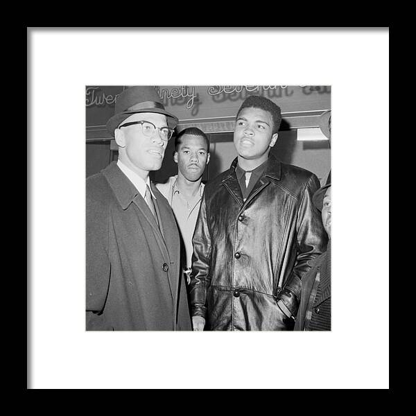 Usa Framed Print featuring the photograph Malcolm X Left With Cassius Marcellus by New York Daily News Archive