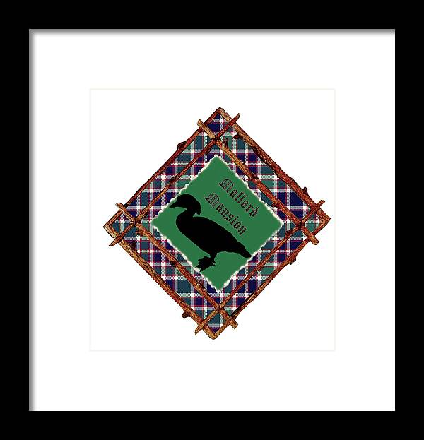 Mallard Mansion Sign -green Framed Print featuring the painting Mallard Mansion Sign -green by Sher Sester