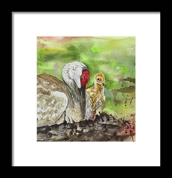  Framed Print featuring the painting Mama and chick by Diane Ziemski