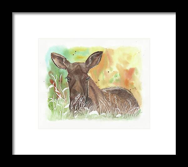 Moose Framed Print featuring the painting Mama Moose by Jeanette Mahoney