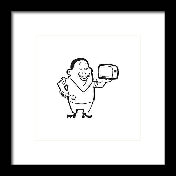 Adult Framed Print featuring the drawing Man About to Repair His Toaster by CSA Images
