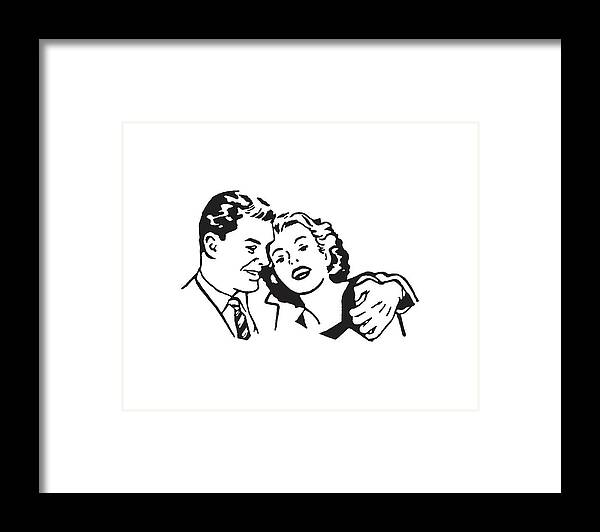 Admire Framed Print featuring the drawing Man and Woman Embracing by CSA Images