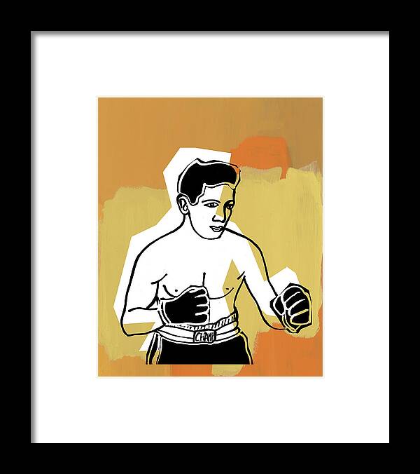 Action Framed Print featuring the drawing Man Boxing by CSA Images
