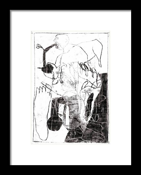 Drawing Framed Print featuring the drawing Man eating fruit by Edgeworth Johnstone