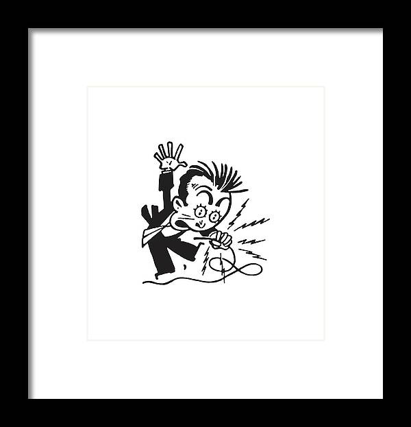 Adult Framed Print featuring the drawing Man Getting Electric Shock by CSA Images