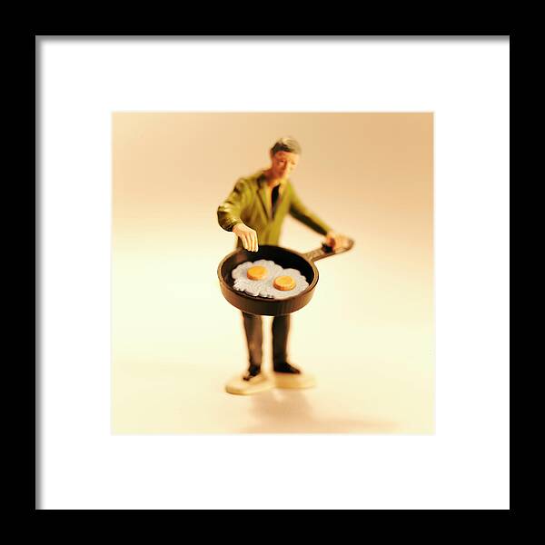 Adult Framed Print featuring the drawing Man Holding Pan of Fried Eggs by CSA Images