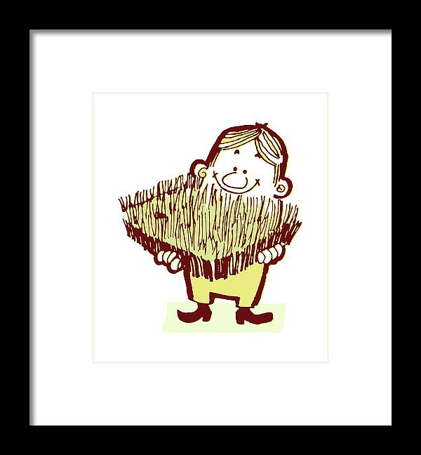 Adult Framed Print featuring the drawing Man Holding Sod by CSA Images