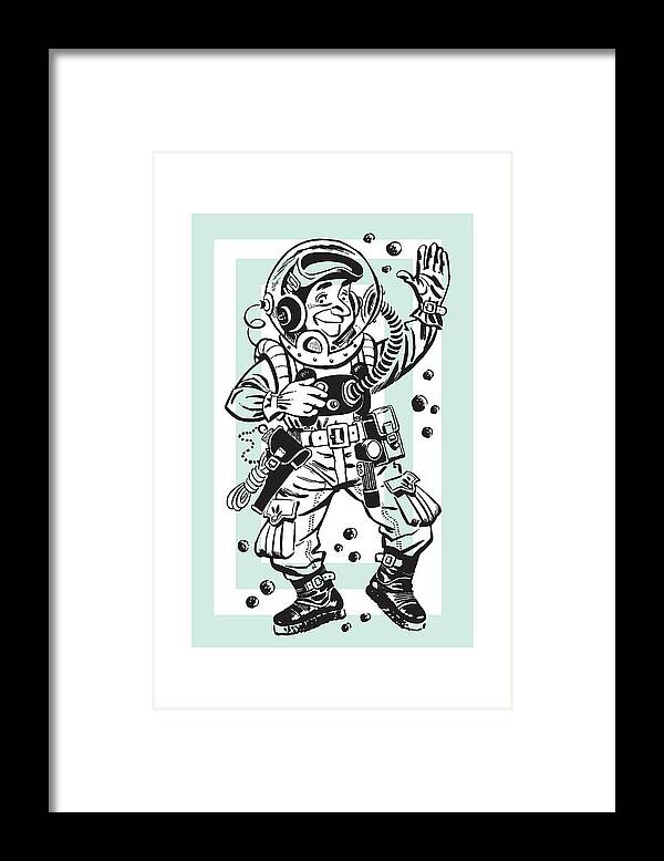 Adventure Framed Print featuring the drawing Man in Spacesuit by CSA Images