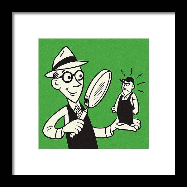 Accessories Framed Print featuring the drawing Man Looking Through a Magnifying Glass by CSA Images