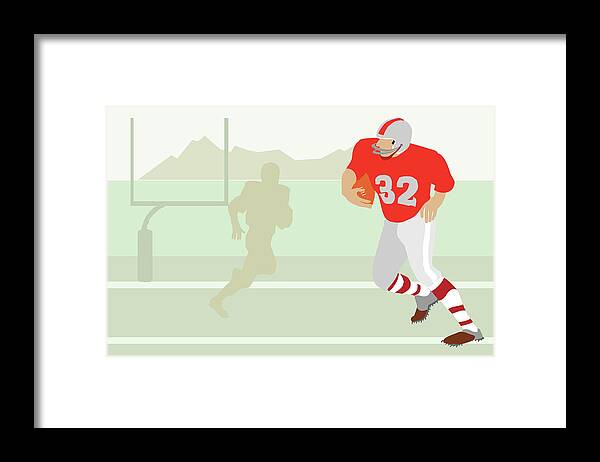 American Football Uniform Framed Print featuring the digital art Man Playing American Football by Medioimages/photodisc