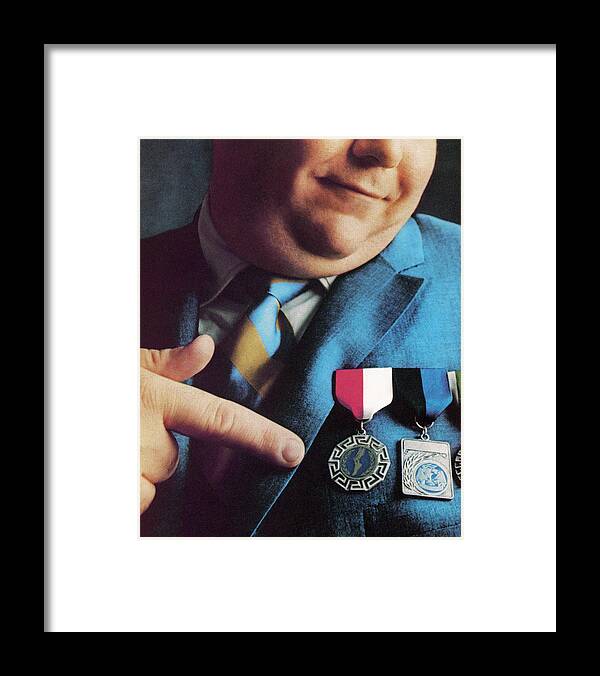 Accessories Framed Print featuring the drawing Man Pointing at Medals by CSA Images