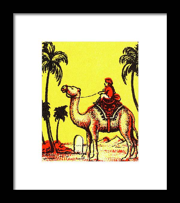 Animal Framed Print featuring the drawing Man Riding a Camel by CSA Images