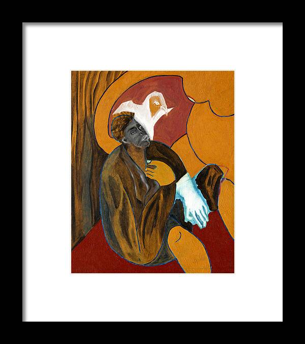 Portrait Framed Print featuring the painting Man with a blue glove by Edgeworth Johnstone