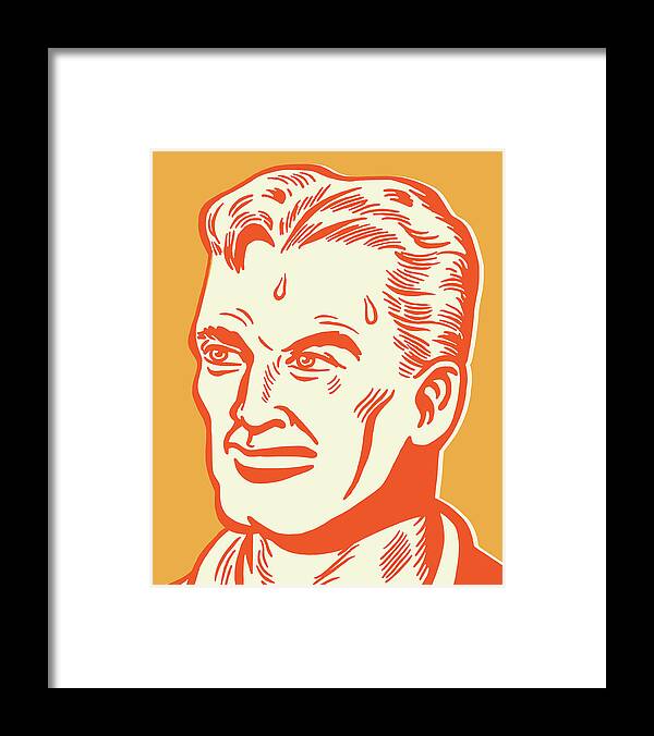 Adult Framed Print featuring the drawing Man With Sweaty Brow by CSA Images