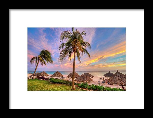 Estock Framed Print featuring the digital art Manchebo Beach, Aruba by Werner Bertsch