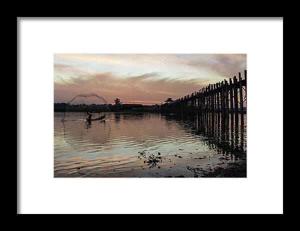 Fisherman Framed Print featuring the photograph Mandalay Scene In Burma by Ann Moore