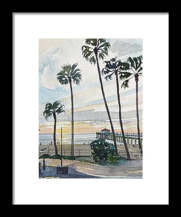 Manhattan Beach Framed Print featuring the painting Manhattan Beach #2 by Luisa Millicent
