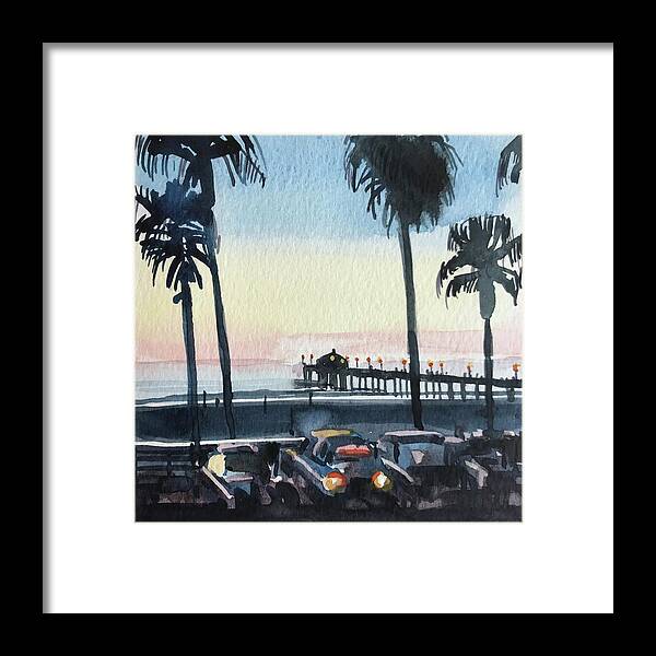 Manhattan Beach Framed Print featuring the painting Manhattan Beach 90266 the Pier by Luisa Millicent