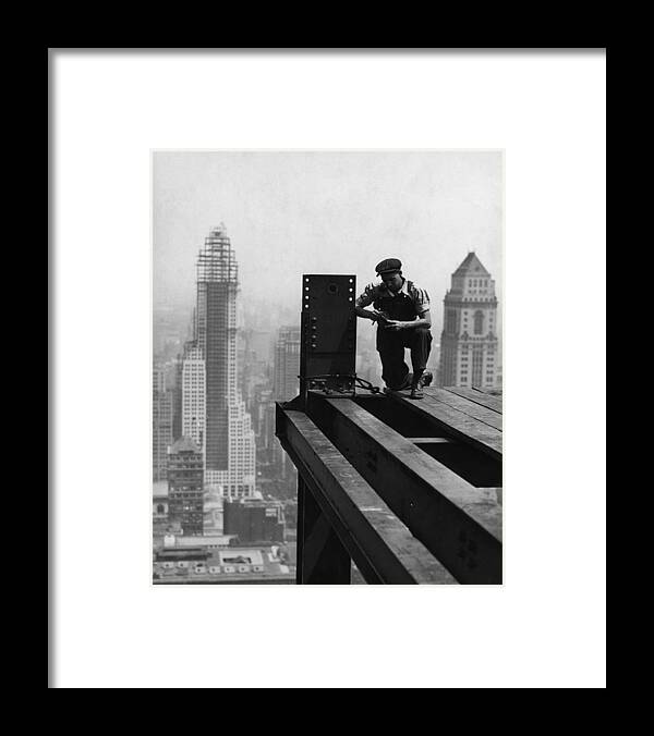 People Framed Print featuring the photograph Manhattan Construction by Fpg