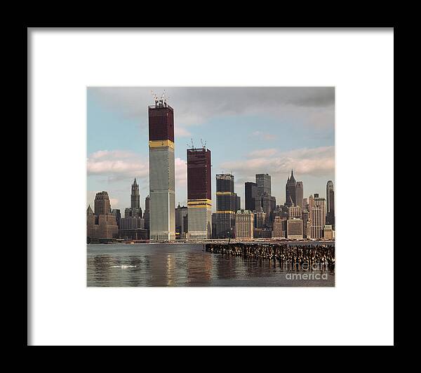 Twin Towers Framed Print featuring the photograph Manhattan Skyline Including Twin Towers by Bettmann