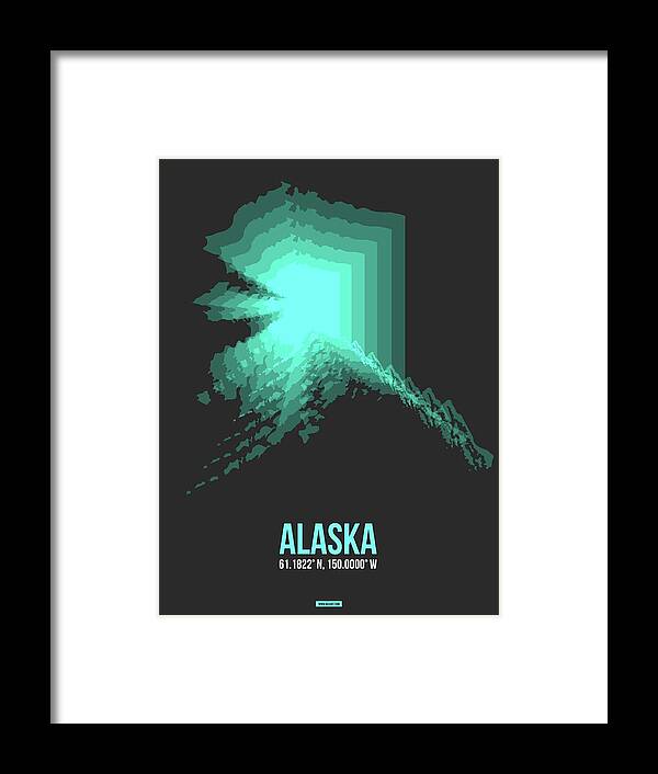 Alaska Framed Print featuring the digital art Map of Alaska 2 by Naxart Studio