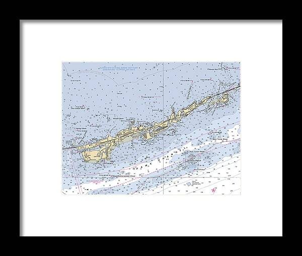 Gulf Of Mexico Framed Print featuring the digital art Marathon and Duck Keys Custom NOAA Nautical Chart by Nautical Chartworks