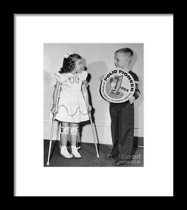 Polio Framed Print featuring the photograph March Of Dimes Poster Children Mary by Bettmann
