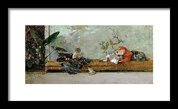 Maria Fortuny Framed Print featuring the painting Mariano Fortuny Marsal 'The painter's children, Maria Luisa and Mariano, in the Japanese Room',1874. by Mariano Fortuny y Marsal -1838-1874-