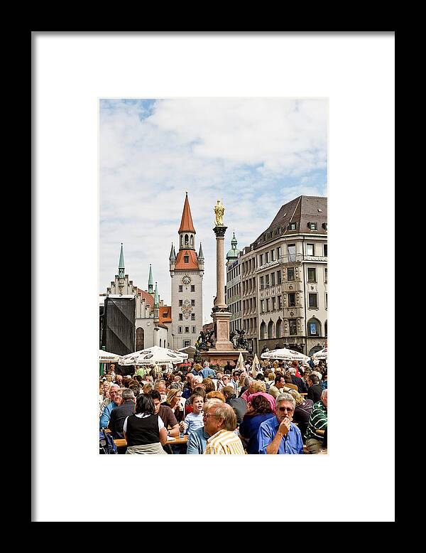 Crowd Framed Print featuring the photograph Marienplatz, Bavaria, Munich, Germany by Thomas Winz