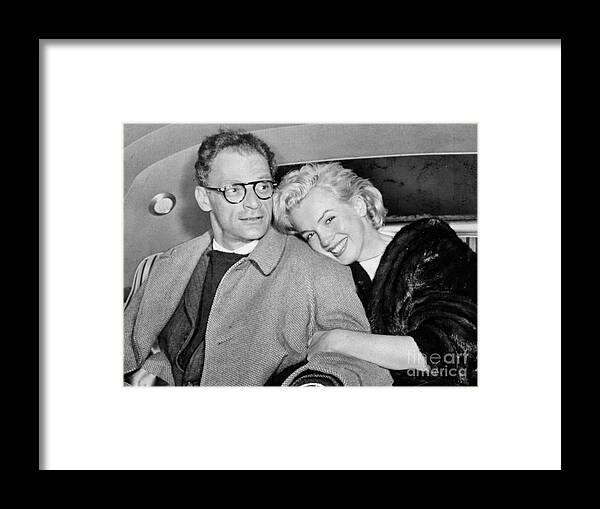 1950-1959 Framed Print featuring the photograph Marilyn Monroe And Husband Arthur by New York Daily News Archive
