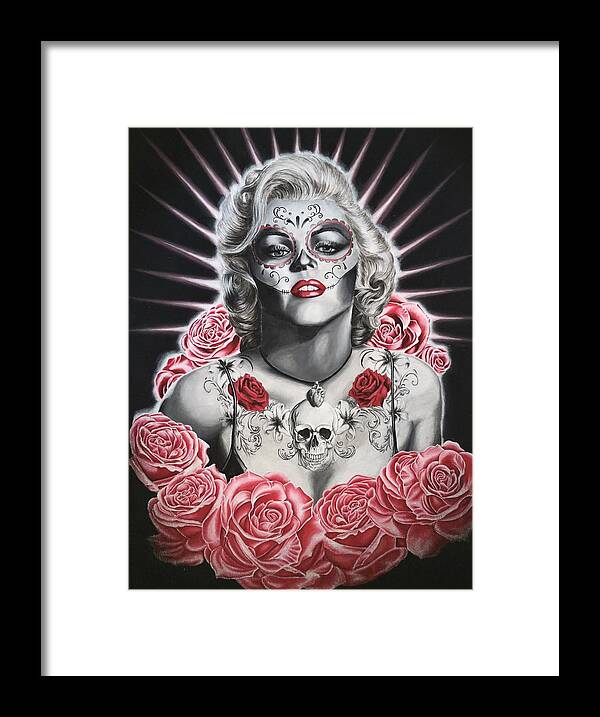 Portrait Framed Print featuring the painting Marilyn Monskull by Nathan Wilson