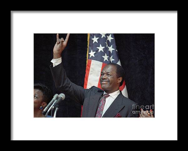Crowd Of People Framed Print featuring the photograph Marion Barry Waving To Crowd by Bettmann