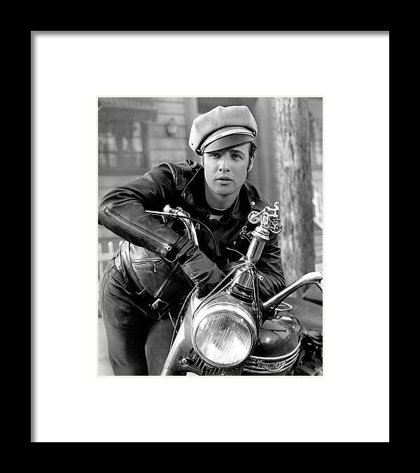 1953 Framed Print featuring the photograph Marlon Brando As Bad Boy Johnny Strabler In The Wild One by Homer Van Pelt