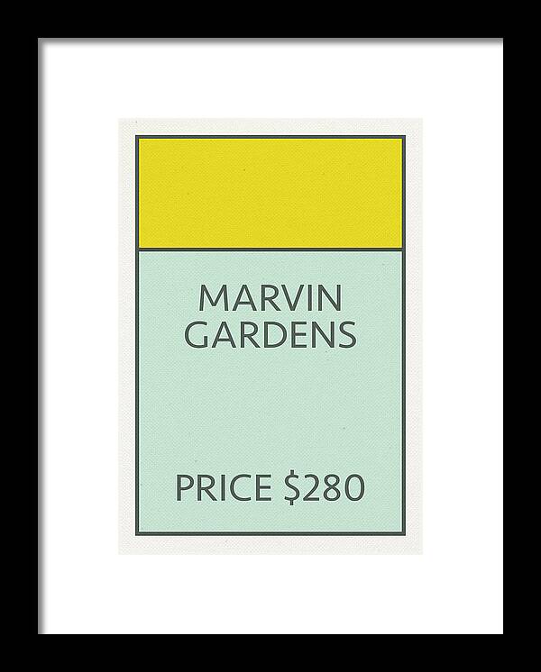 Marvin Gardens Vintage Monopoly Board Game Framed Print Design Turnpike - Fine Art America