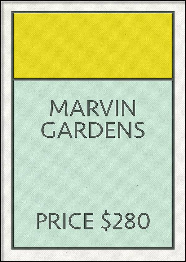 Marvin Gardens Vintage Retro Monopoly Board Game Card by Design Turnpike