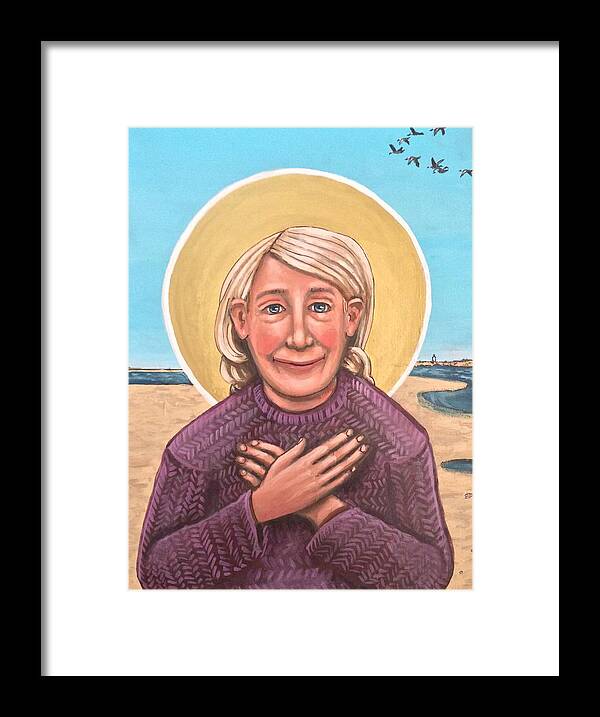 Portrait Framed Print featuring the painting Mary Oliver by Kelly Latimore