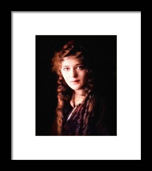 Mary Pickford Framed Print featuring the painting Mary Pickford, portrait by Vincent Monozlay