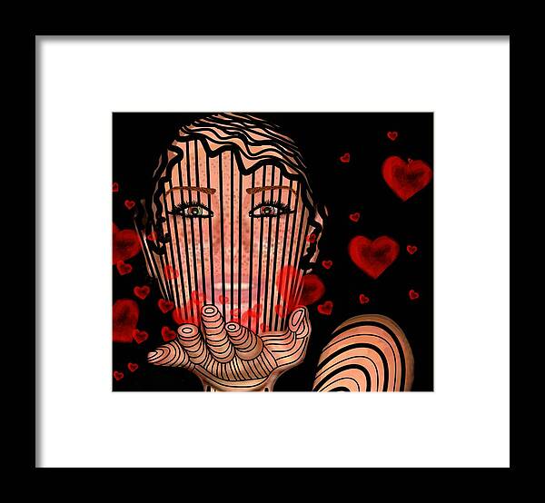 Mask Of Valentine Framed Print featuring the mixed media Mask of Valentine by Joan Stratton