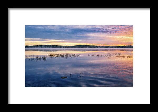 Massabesic Lake N H Framed Print featuring the photograph Massabesic Lake, Morning Mist by Michael Hubley