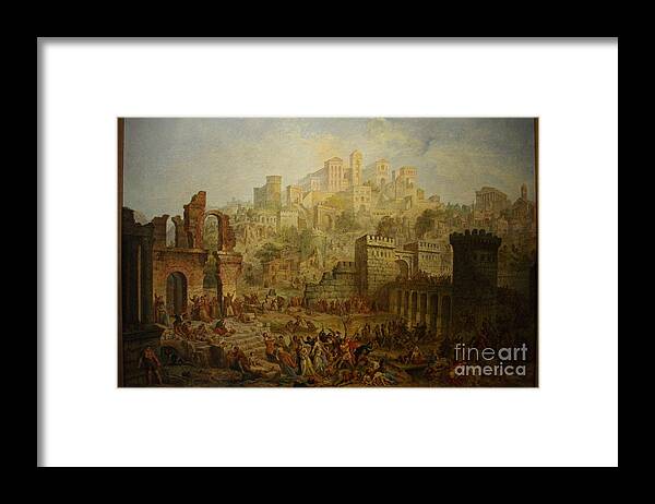 Oil Painting Framed Print featuring the drawing Massacre Of Jews In Metz by Heritage Images