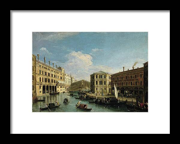 Canvas Framed Print featuring the painting Master of the Langmatt Foundation Views -Active in Venice in the second quarter of 18th century-.... by Master of the Langmatt Foundation Views