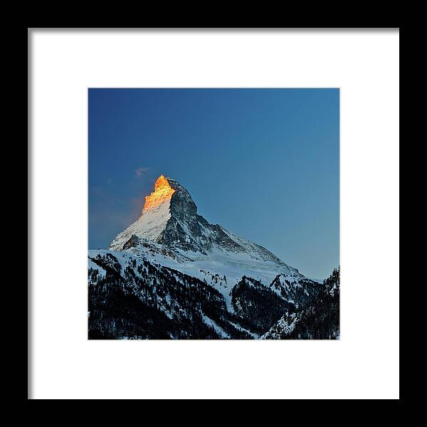 Scenics Framed Print featuring the photograph Matterhorn Switzerland Sunrise by Maria Swärd